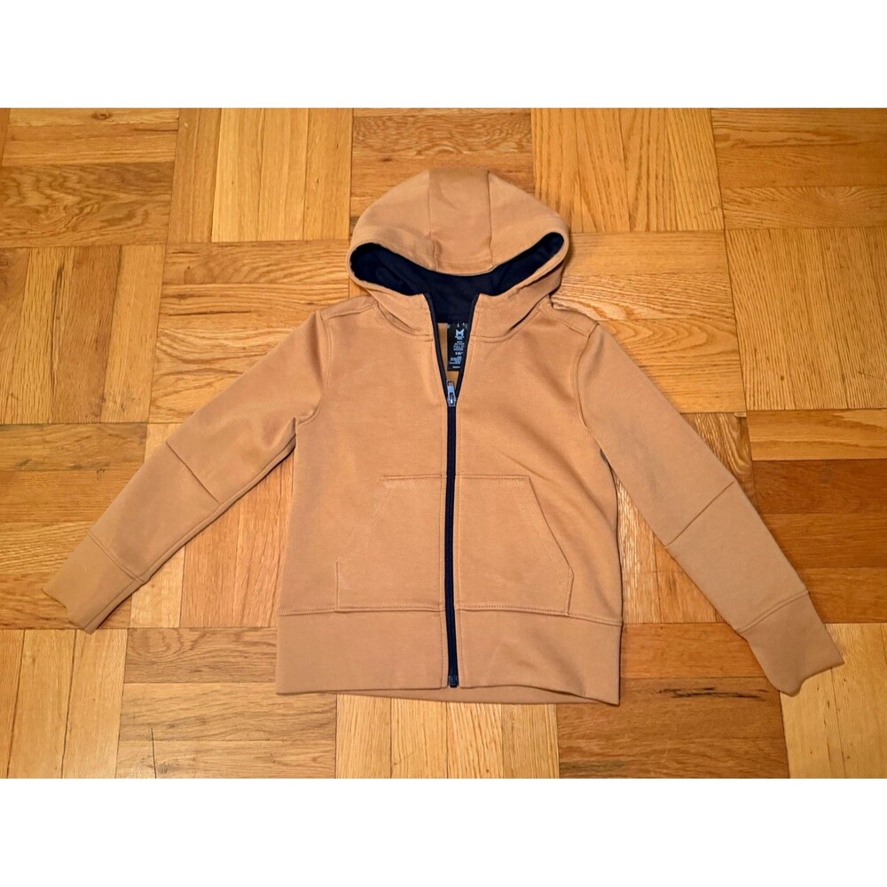 Boys Member’s Mark Active Full-Zip Hoodie — Size 6/7 — Tan/Camel